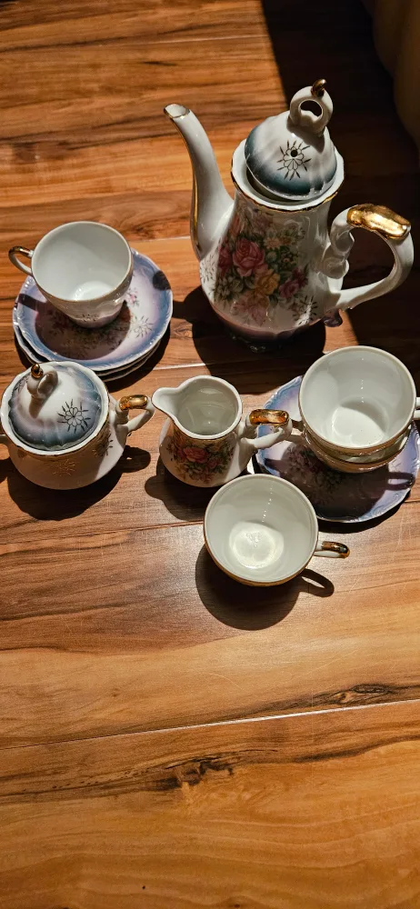 Vintage Greek/Turkish coffee Set with Floral Design image indicator(3)