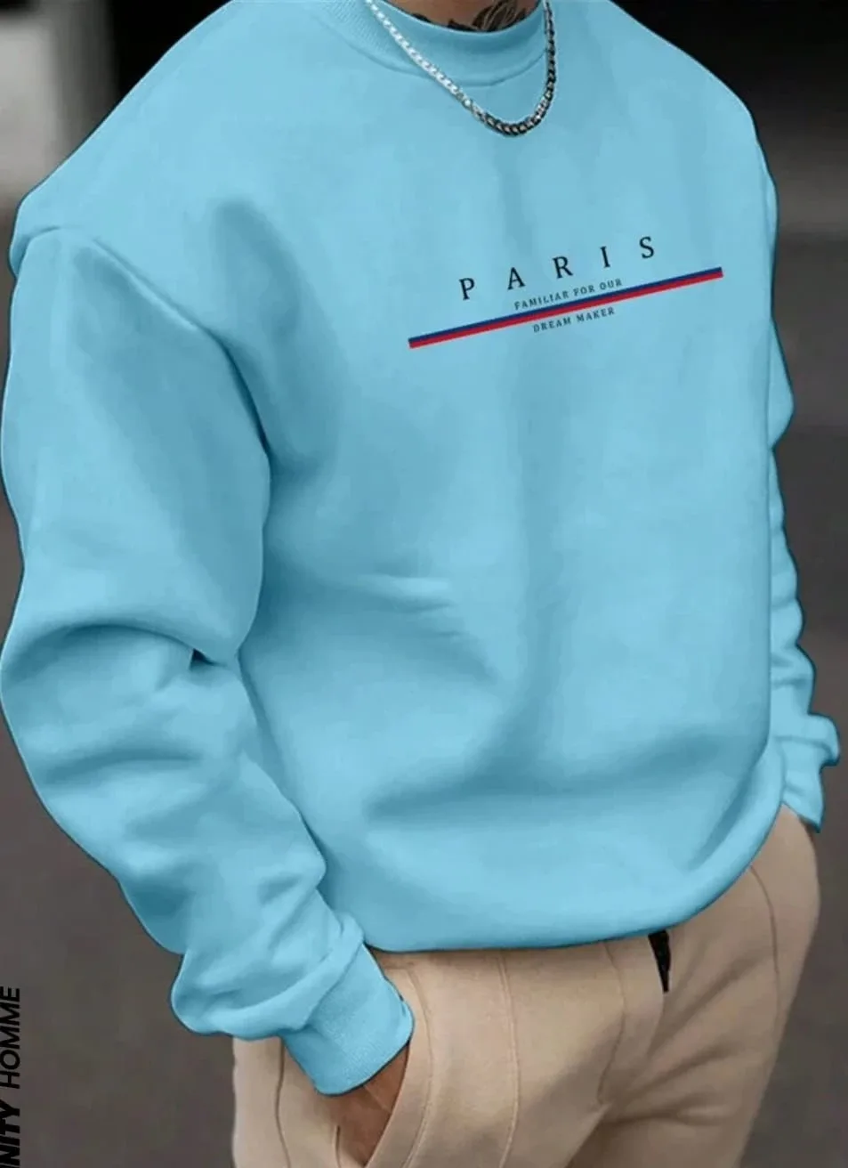 Men's Blue Paris Graphic Crew Neck Sweatshirt thumbnail