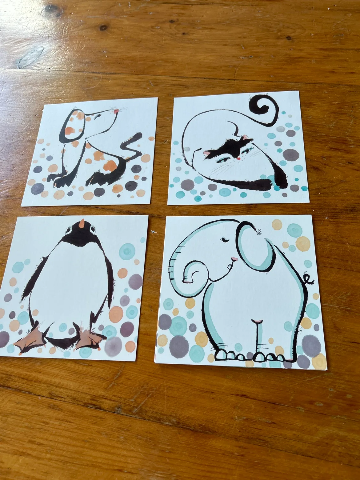Set of 4 Animal Watercolor Cards thumbnail