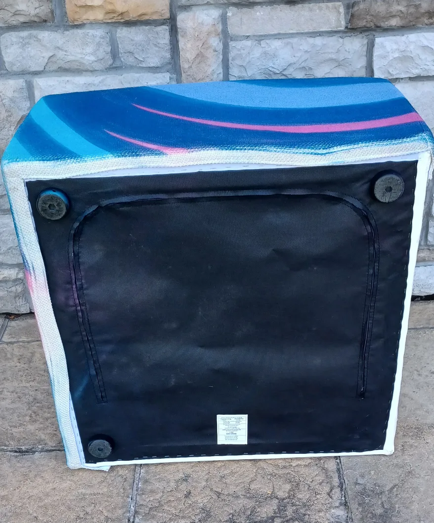 Blue and pink patterned storage ottoman corner seat image indicator(4)