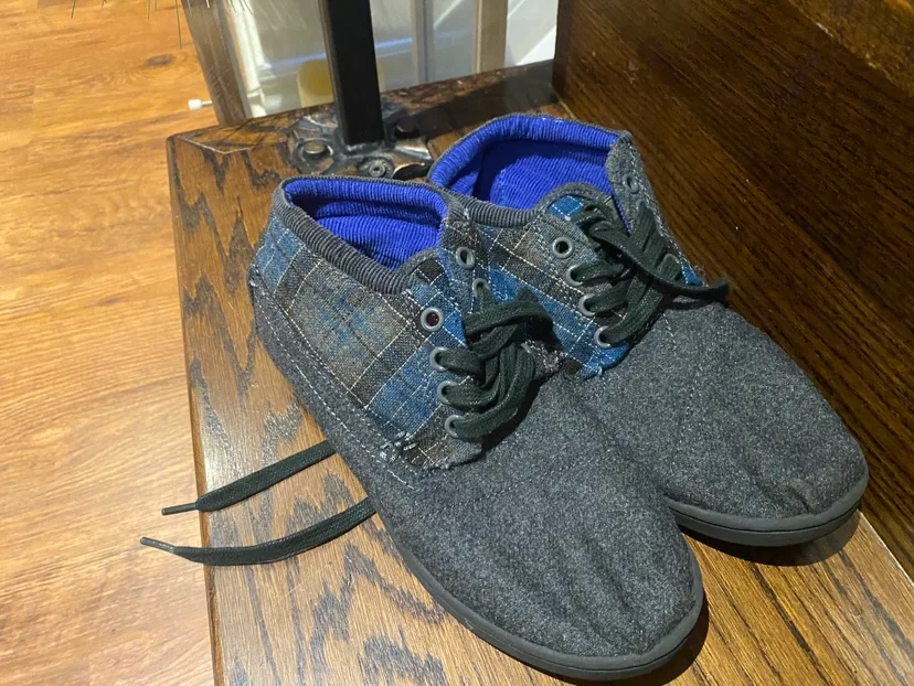 TOMS Grey and Blue Plaid Shoes image indicator(3)