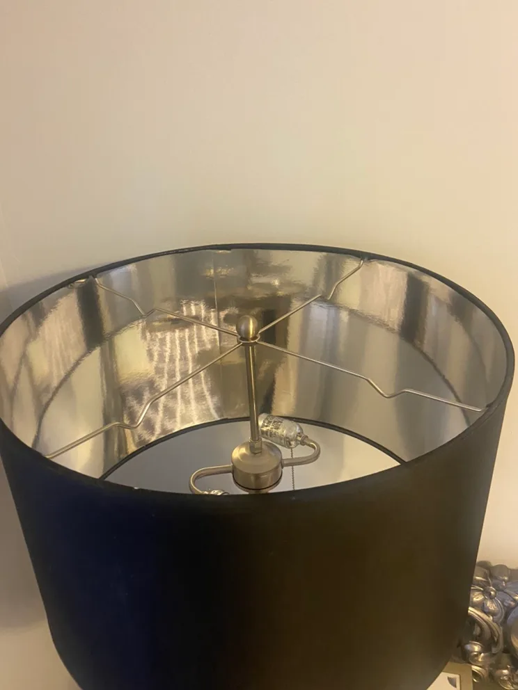 Silver Table Lamp with Black Shade image indicator(4)