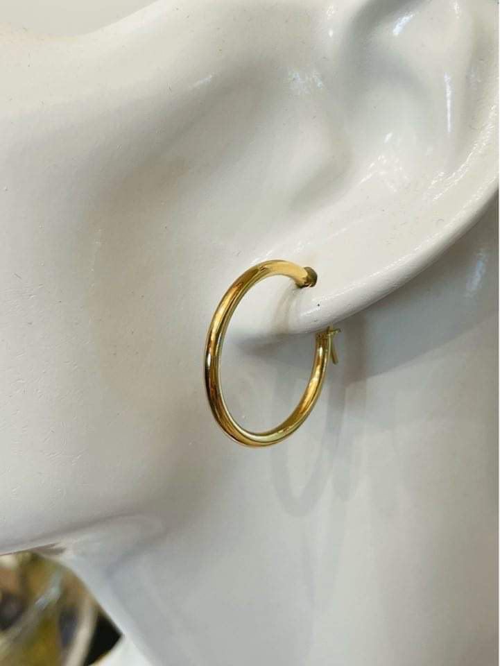 Gold Hoop Earrings 18k saudi gold real gold