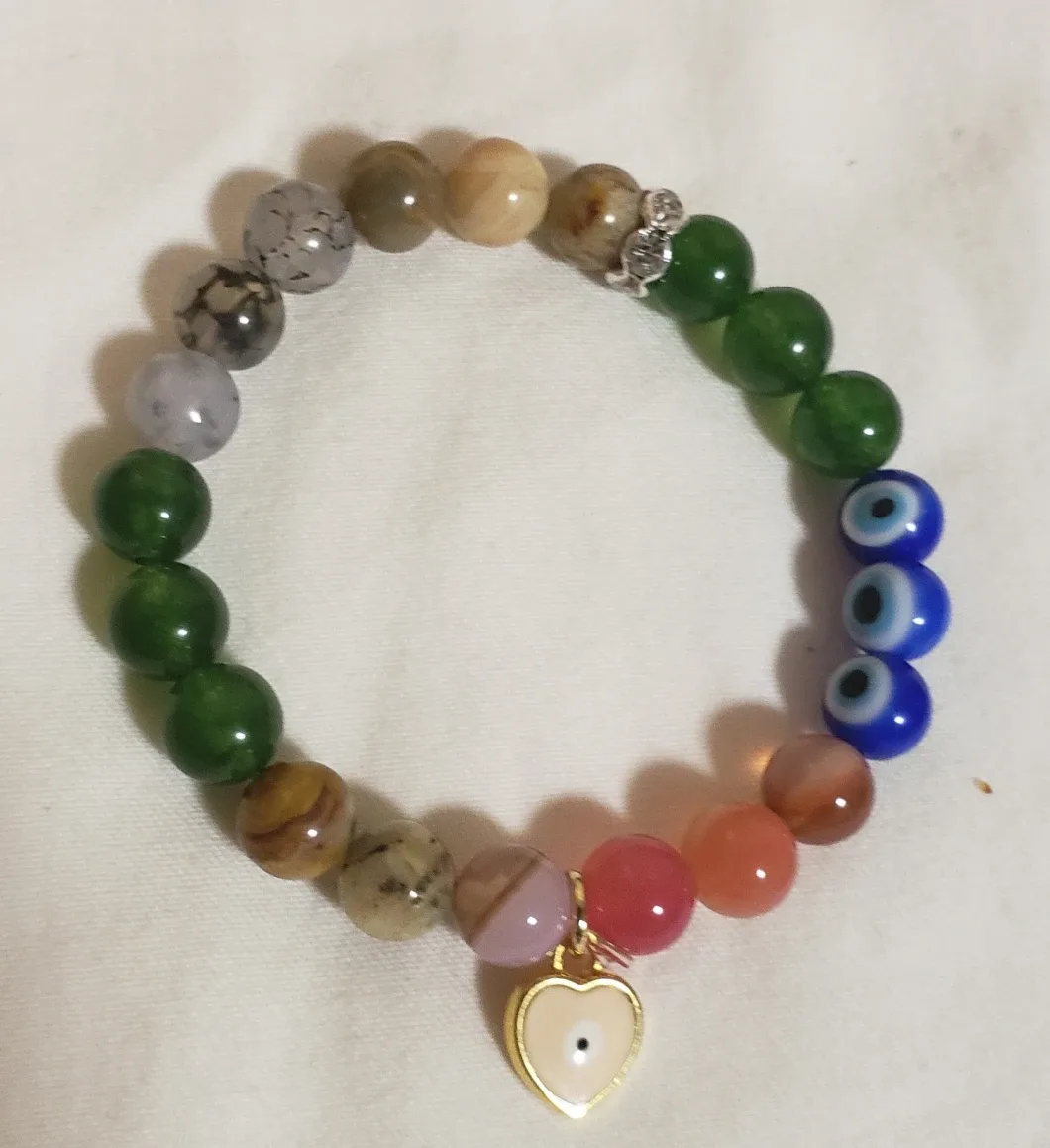 Evil Eye Bead Bracelet 4MM natural stone beads image indicator(2)