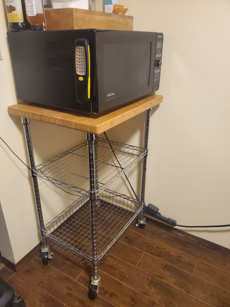 Rolling Kitchen Cart with Wood Countertop - photo 2
