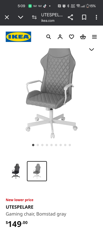 UTESPELARE Gaming chair, Bomstad gray