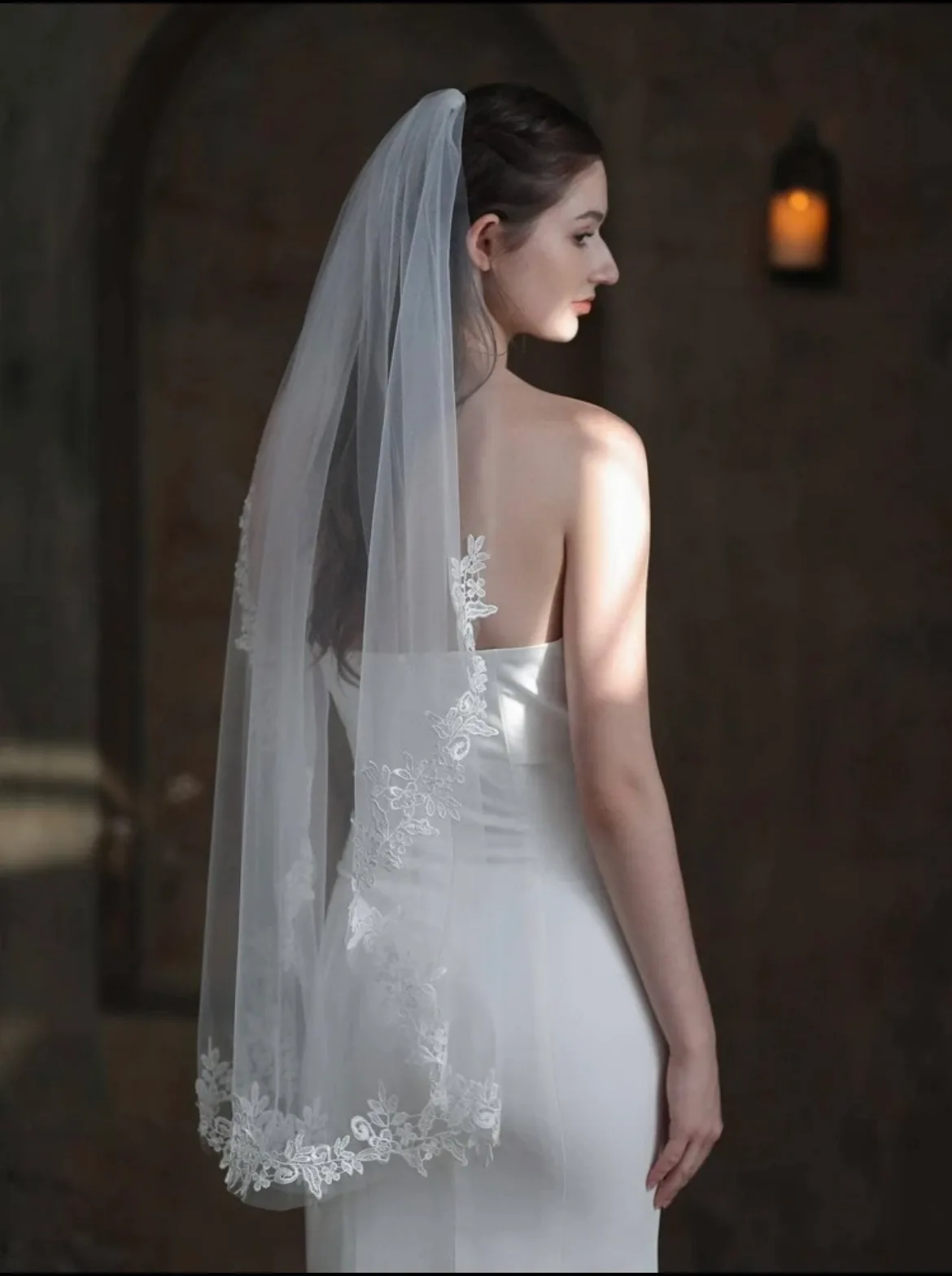 Wedding Veil with Lace Trim image indicator(3)