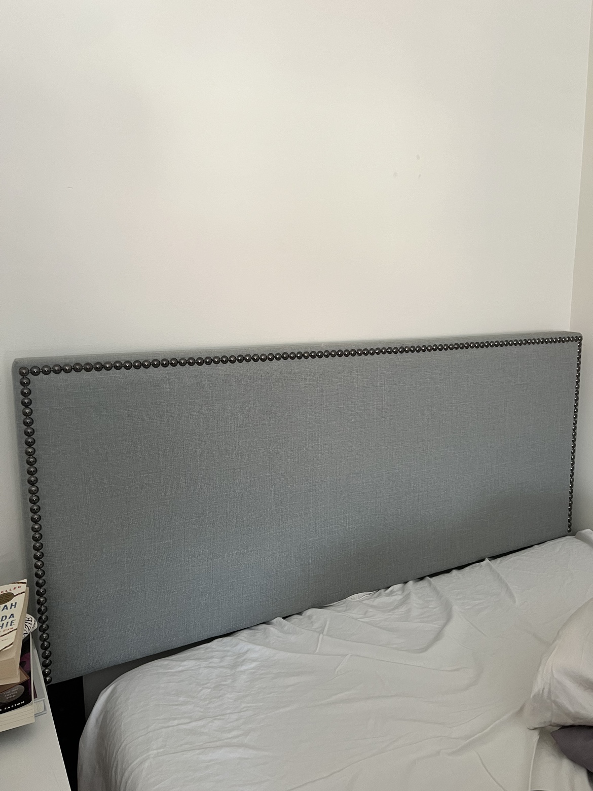 Slate Gray Blue Upholstered Full Size Headboard - photo 2