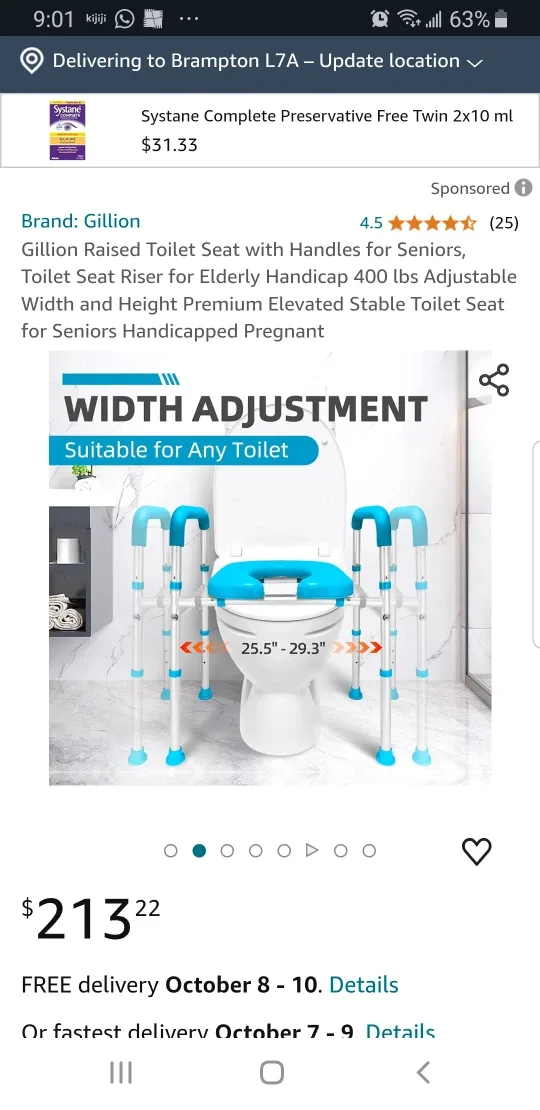 Gillion Raised Toilet Seat with Handles, brand new image indicator(2)