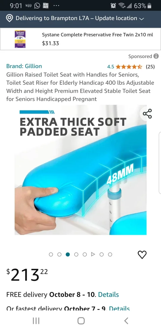 Gillion Raised Toilet Seat with Handles, brand new image indicator(3)