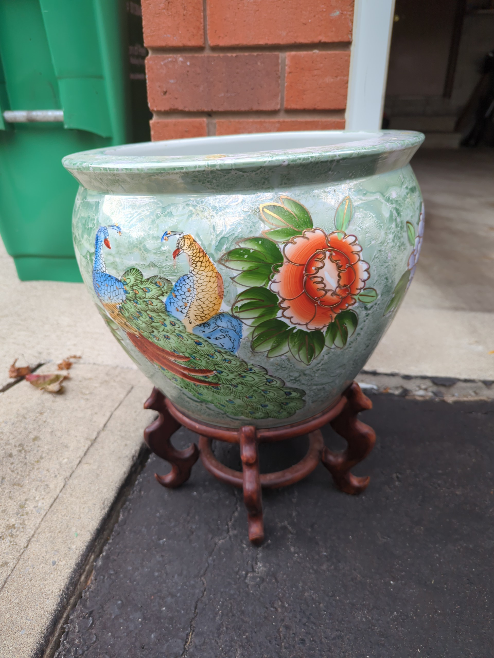 Vintage Chinese Ceramic Planter with Stand