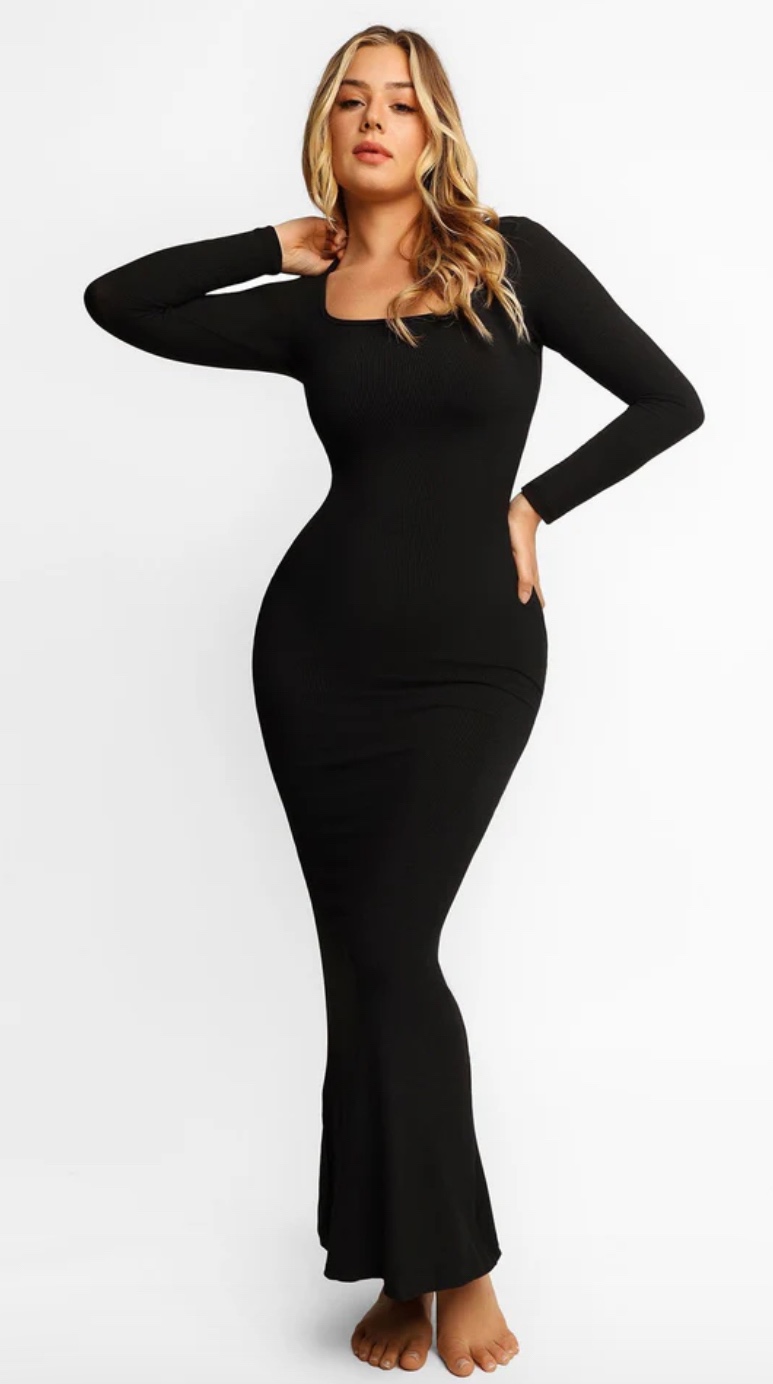 NEW! Popilush Built-In Shapewear Long Sleeve Maxi Lounge Dress