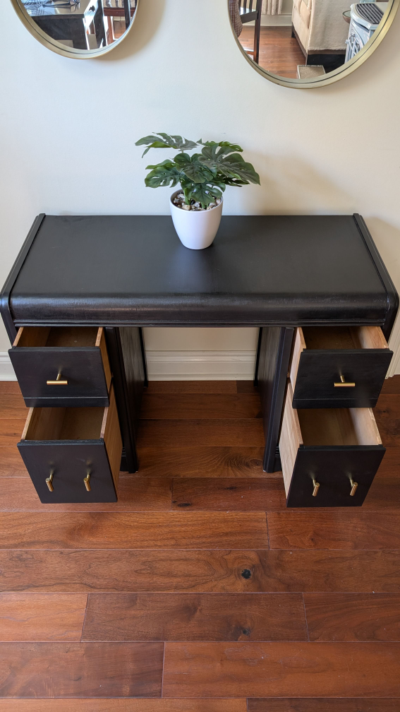 Vintage Newly Painted Black Table or Desk - photo 3