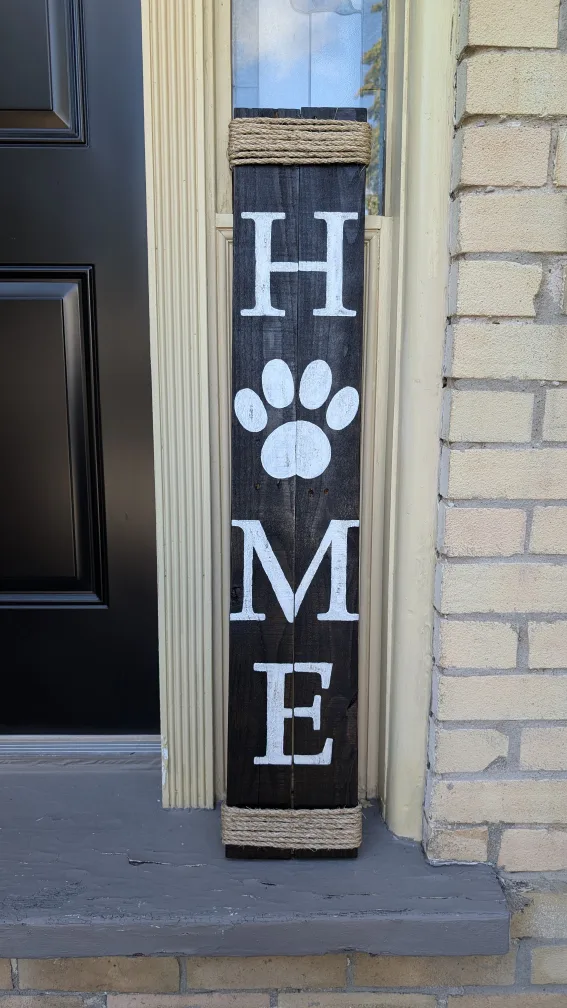 Reversible Home / Woof Sign with Paw Print Wall Art - New Price image indicator(2)