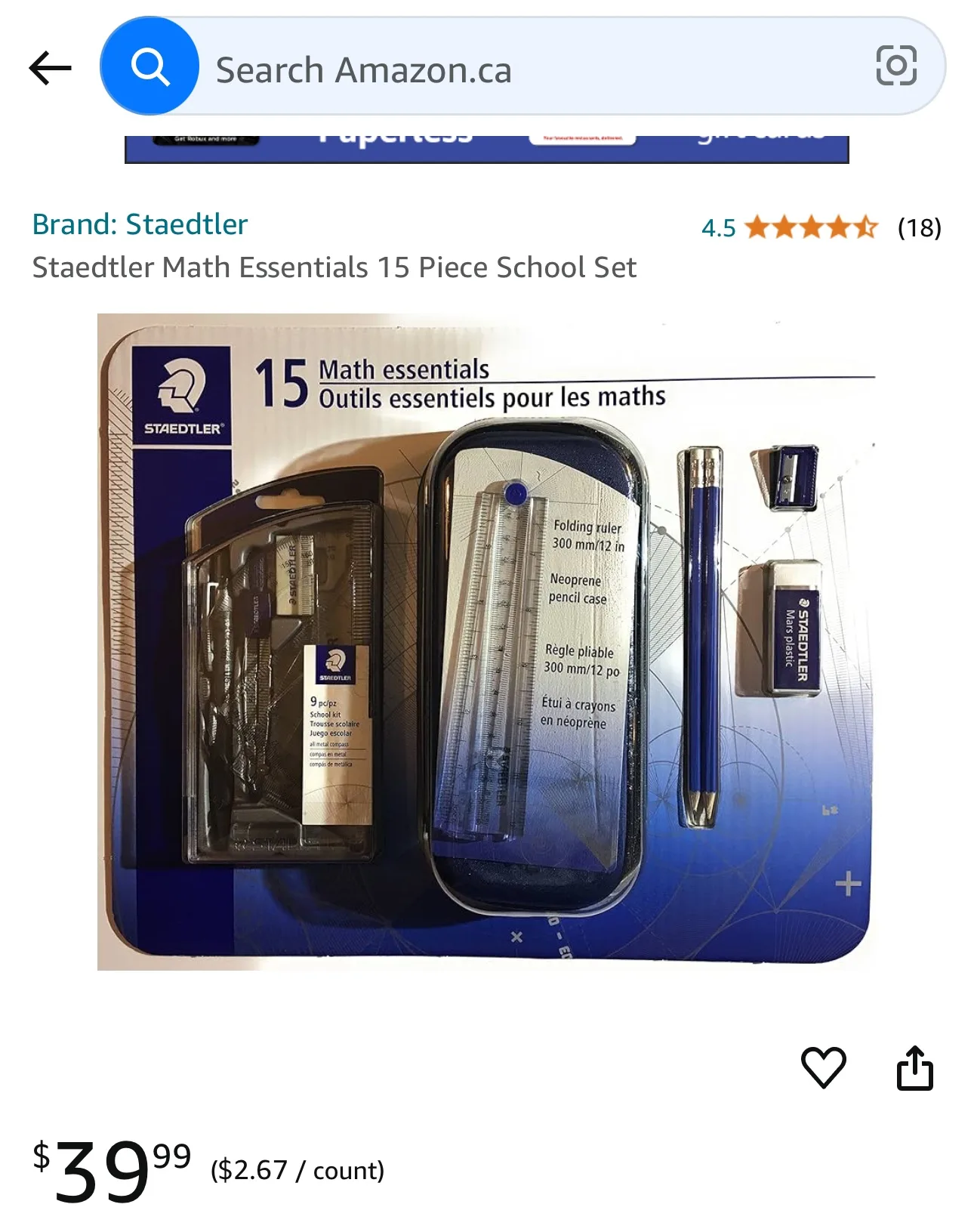 Staedtler 15 piece math set. Brand new and sealed. image indicator(3)