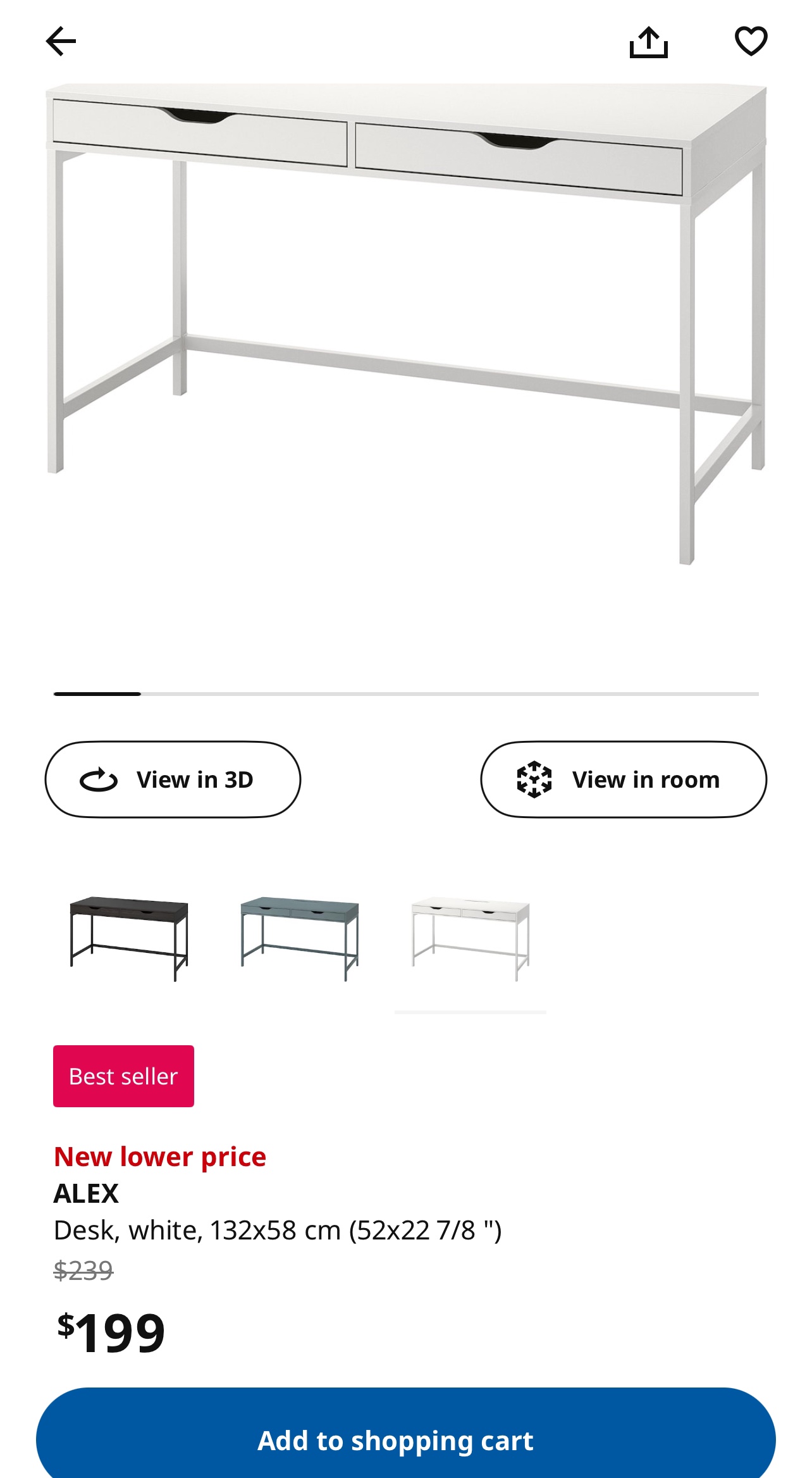 White Desk Large Alex (IKEA) - photo 5