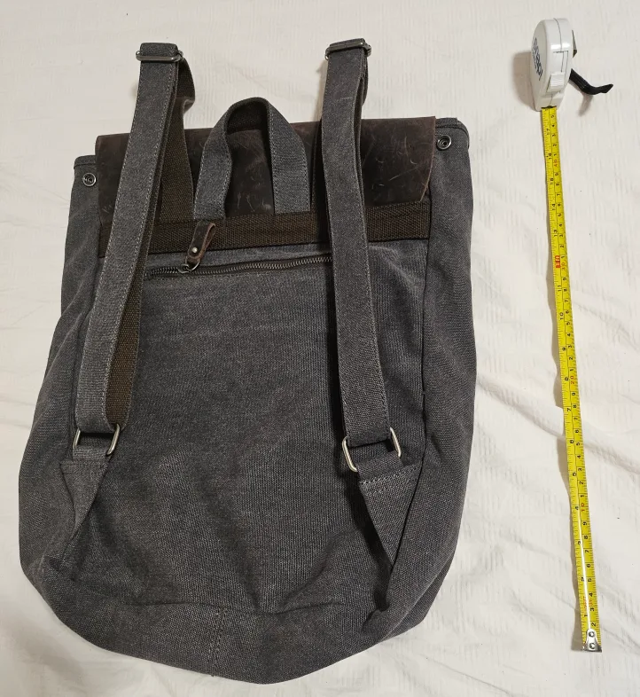Grey Canvas Backpack with Leather Detail image indicator(2)