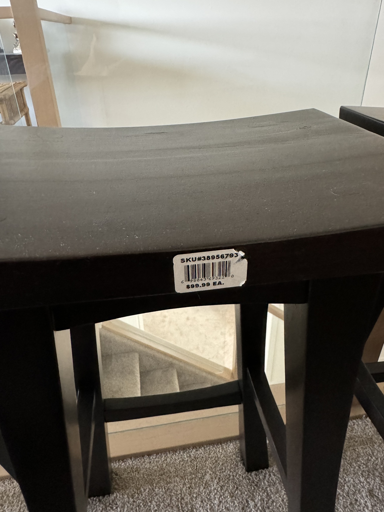 3 Dark Wood Bar Stools - photo 3