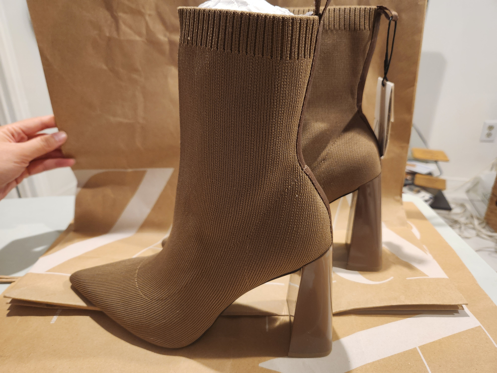 Zara Camel Tone Sock Ankle Boots