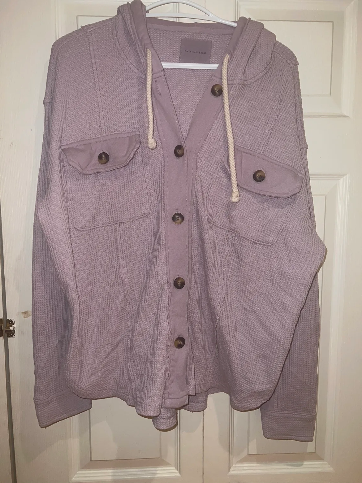 American Eagle Waffle Knit Button Up thumbnail