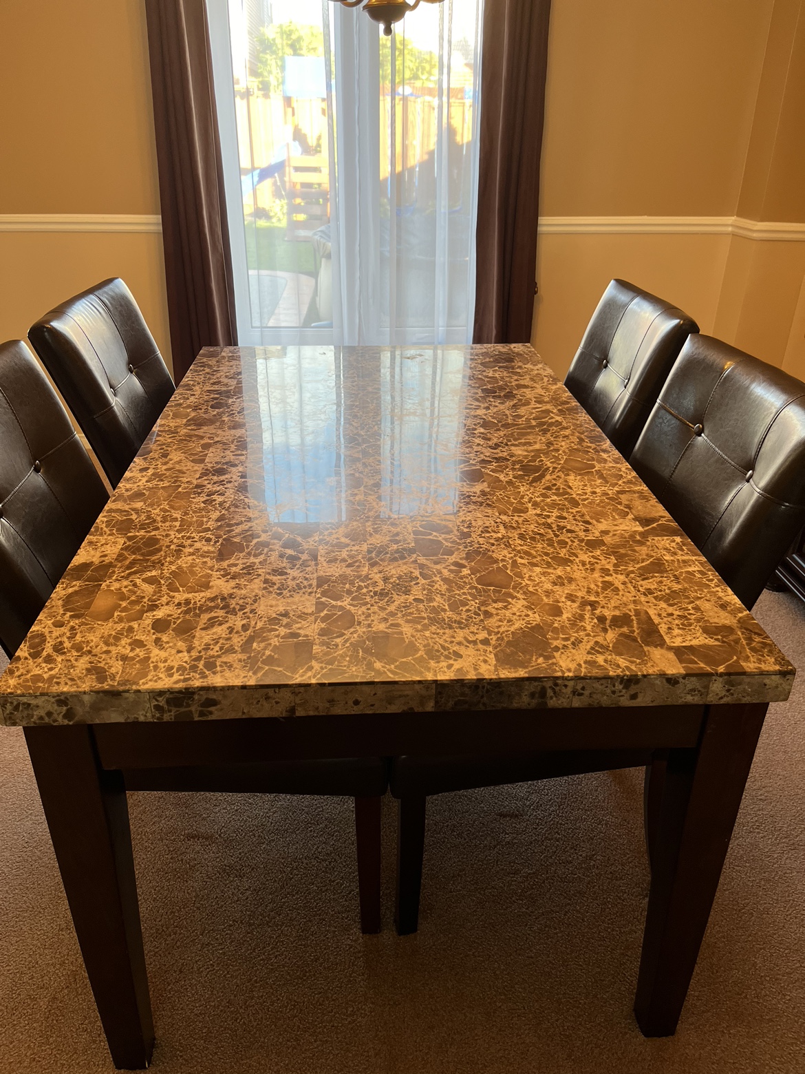 Dining table with 6 chairs and hutch