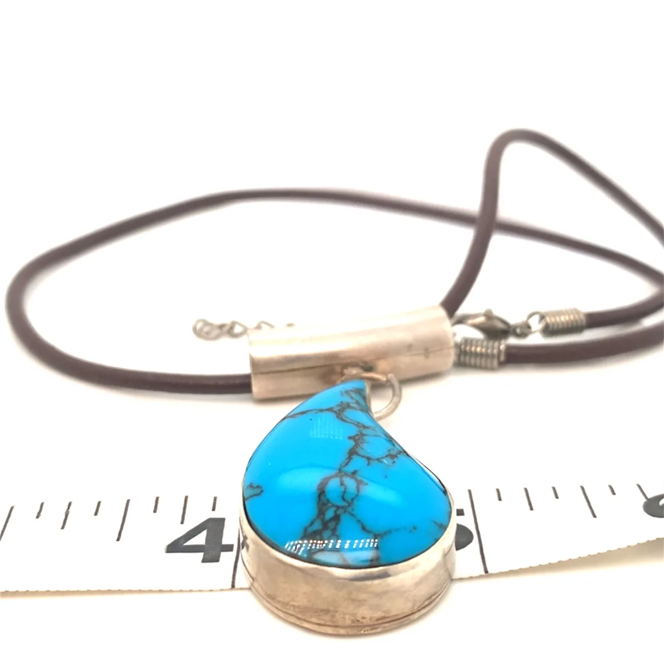 XL Silver Teardrop Turquoise Pendant Necklace image indicator(8)