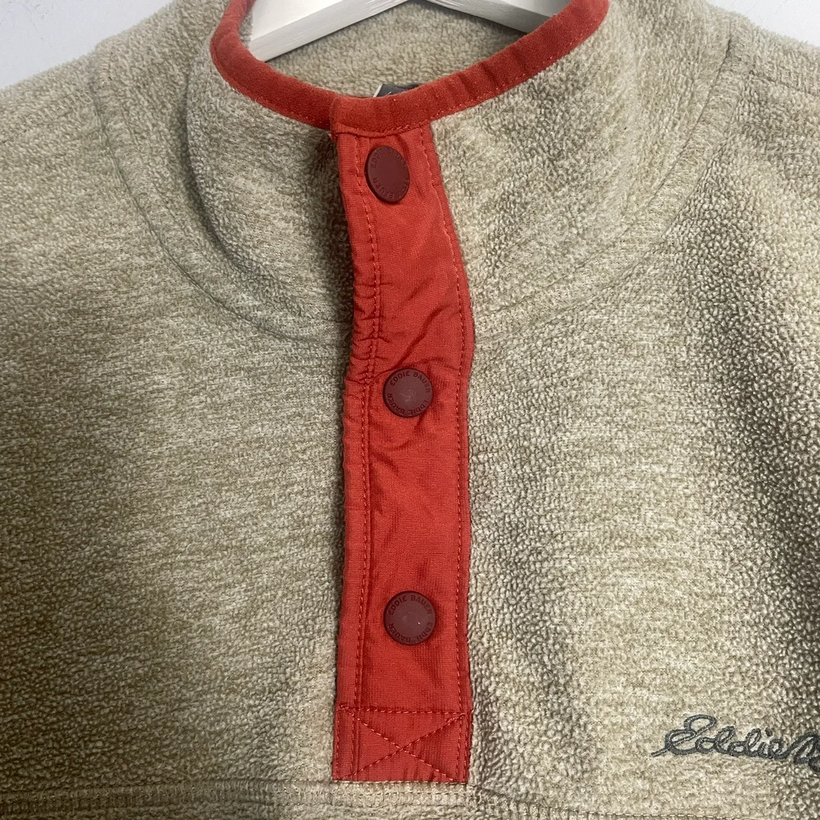 Eddie Bauer Men's Brown Snap Fleece Pullover Sweater Size Large image indicator(3)