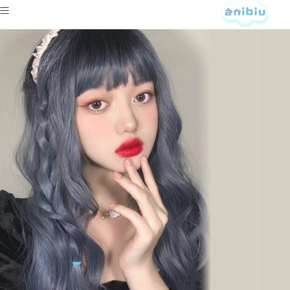 Dark Grey to Blue Wig with Bangs - photo 2