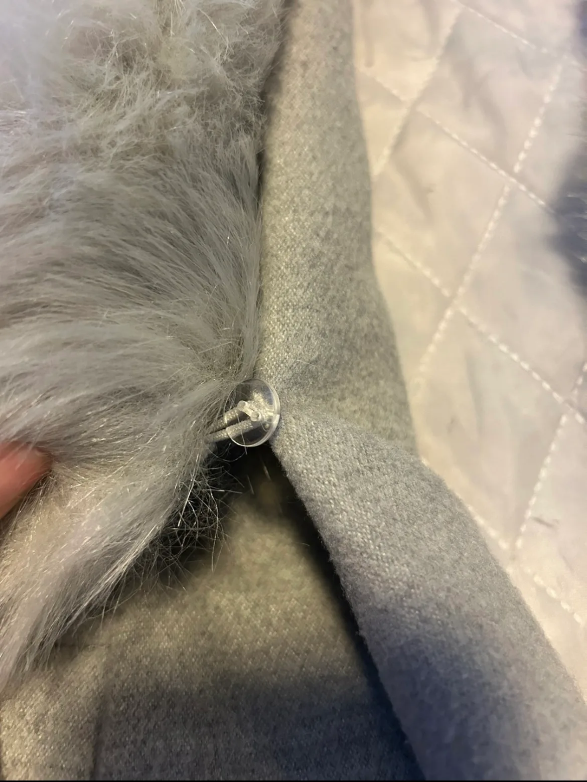 Grey Faux Fur Collar Coat image indicator(3)