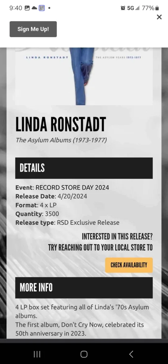Linda Ronstadt  The Asylum Albums (1973-77) 4xLP Set - RSD 2024 image indicator(3)