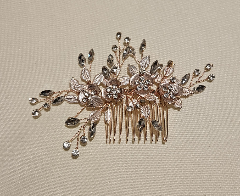 Rose Gold Bridal Hair Comb - photo 3