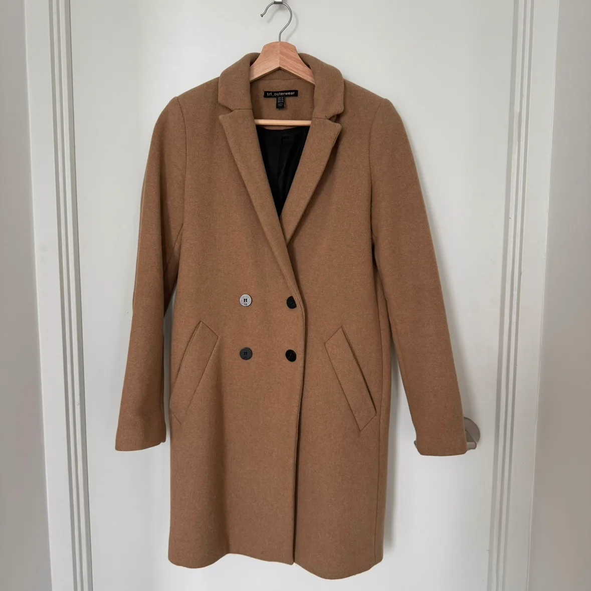 Zara TRF Outerwear Wool Blend Camel Coat Size XS thumbnail