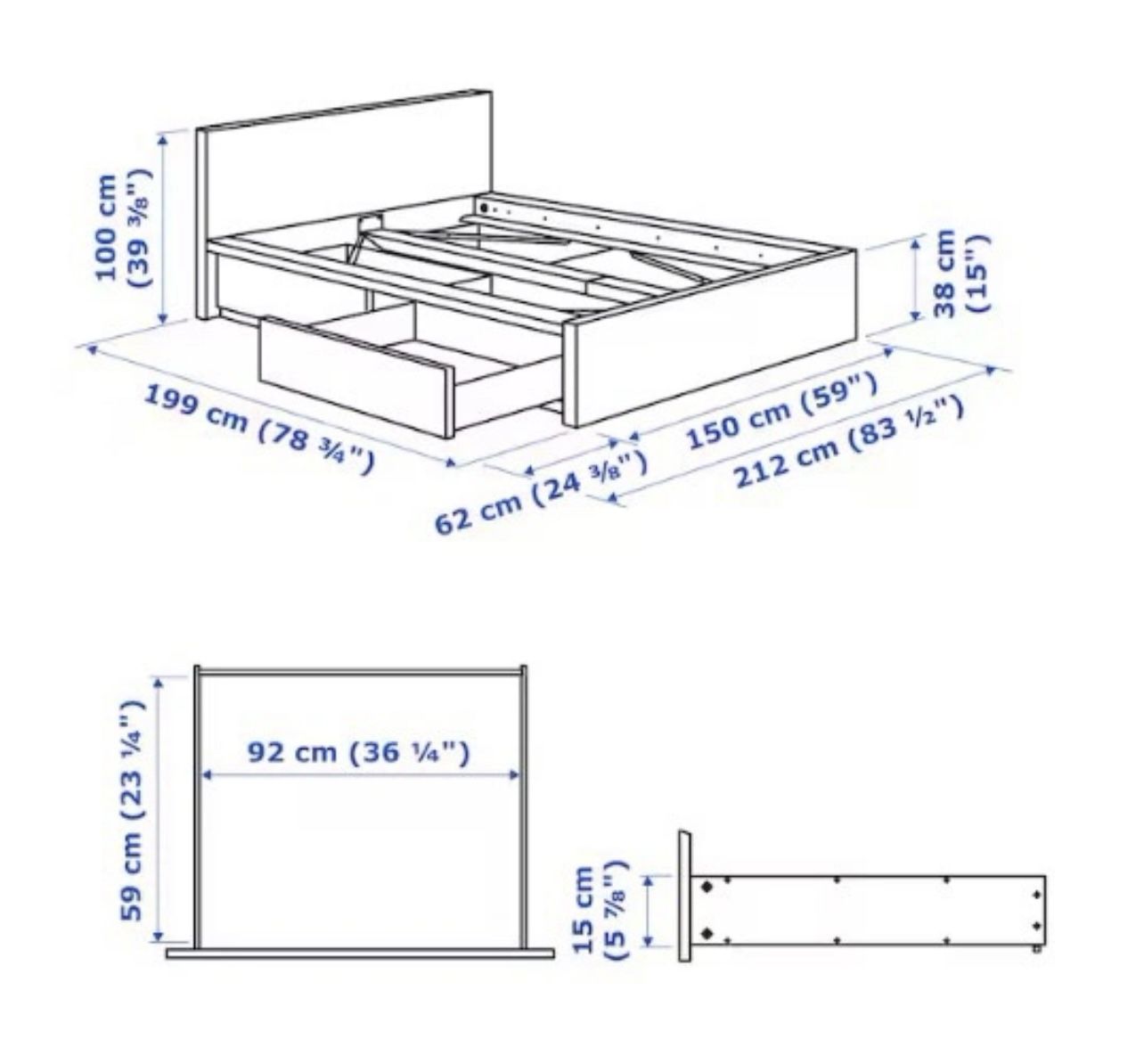 IKEA MALM Full Bed Frame with Storage Drawers - photo 3