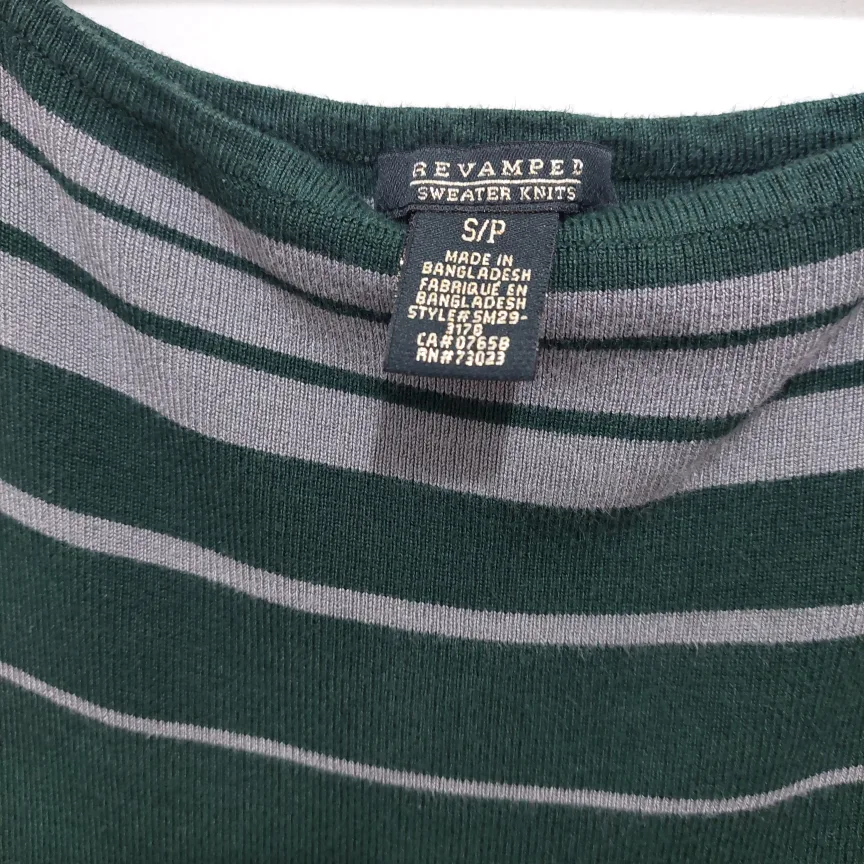 ReVamped Long Sweater Dress Knits Green and Grey Striped Dress image indicator(4)