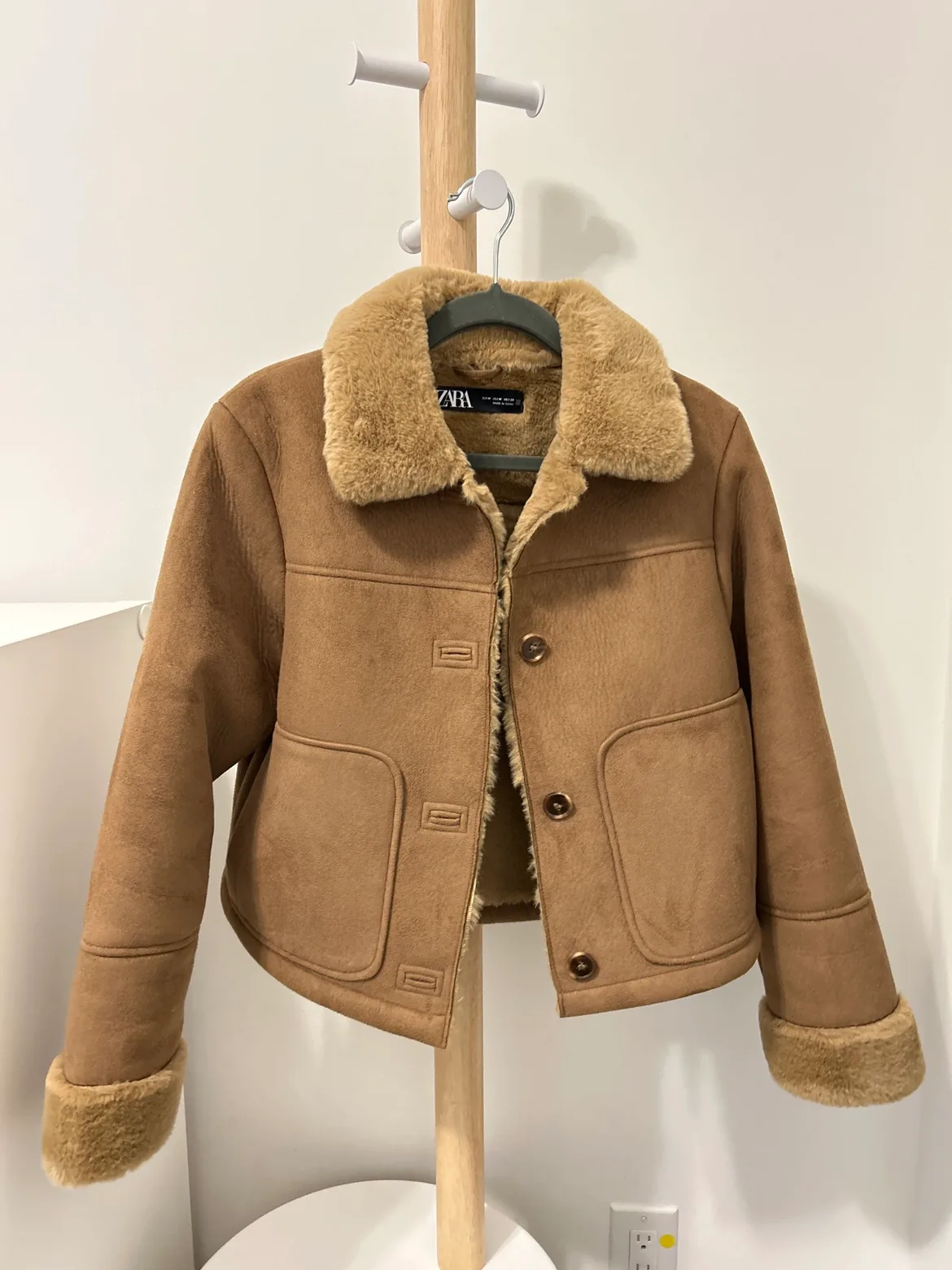Zara Brown Faux Fur Lined Jacket thumbnail