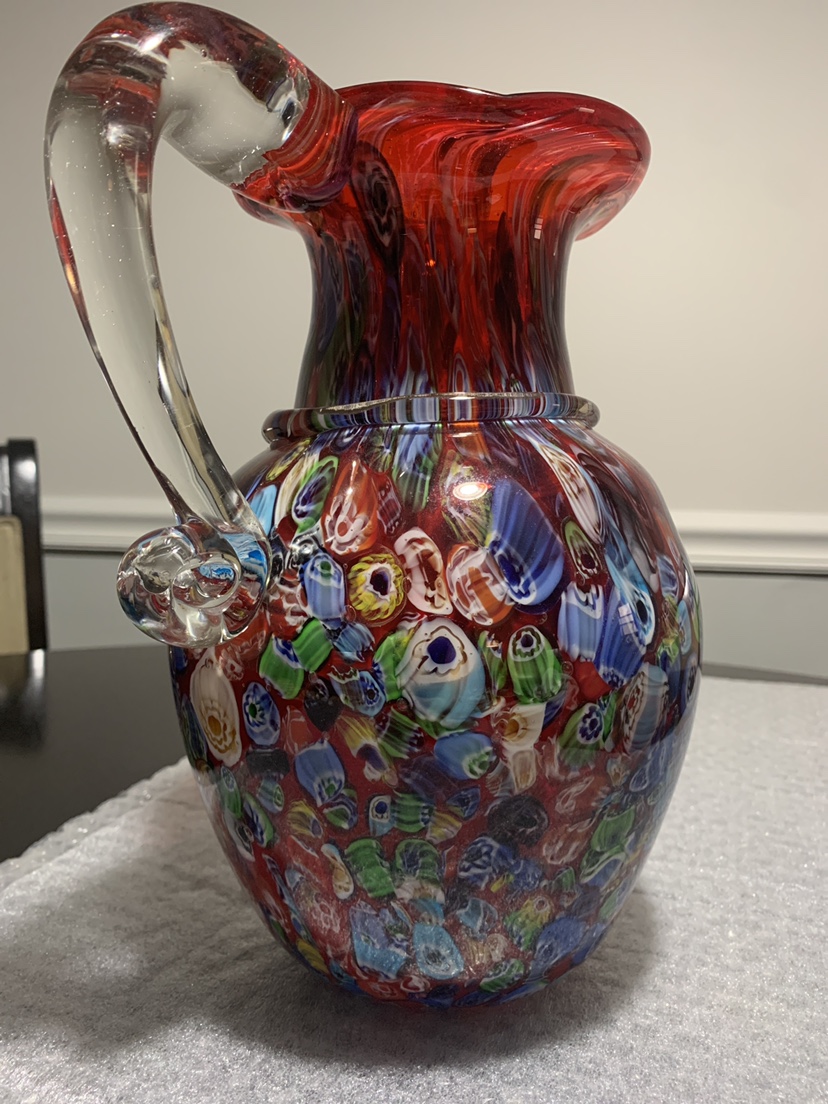 Red and Multicolored Glass Pitcher - photo 2