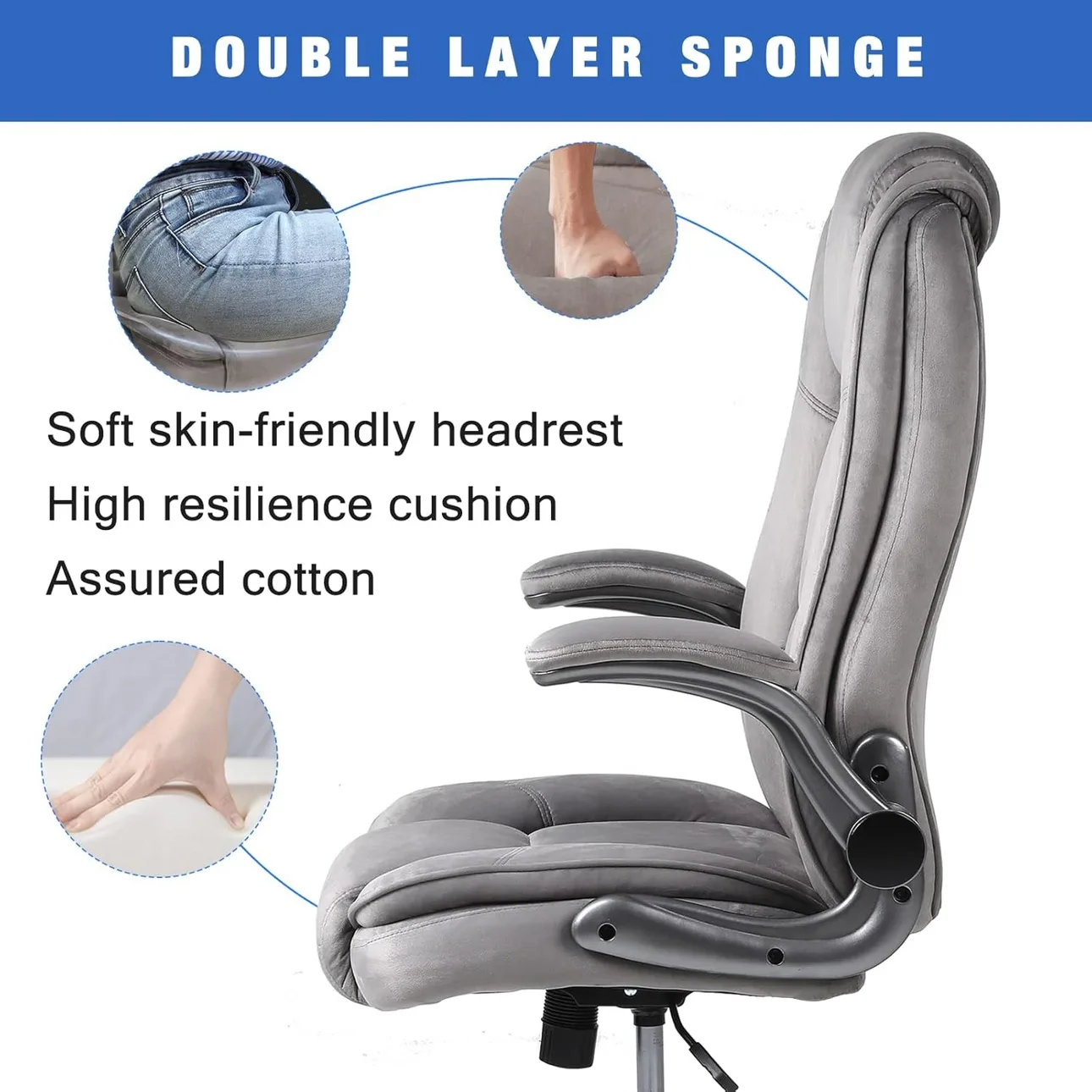 Grey Velvet Executive Office Chair ▫️BRAND NEW▫️ image indicator(6)
