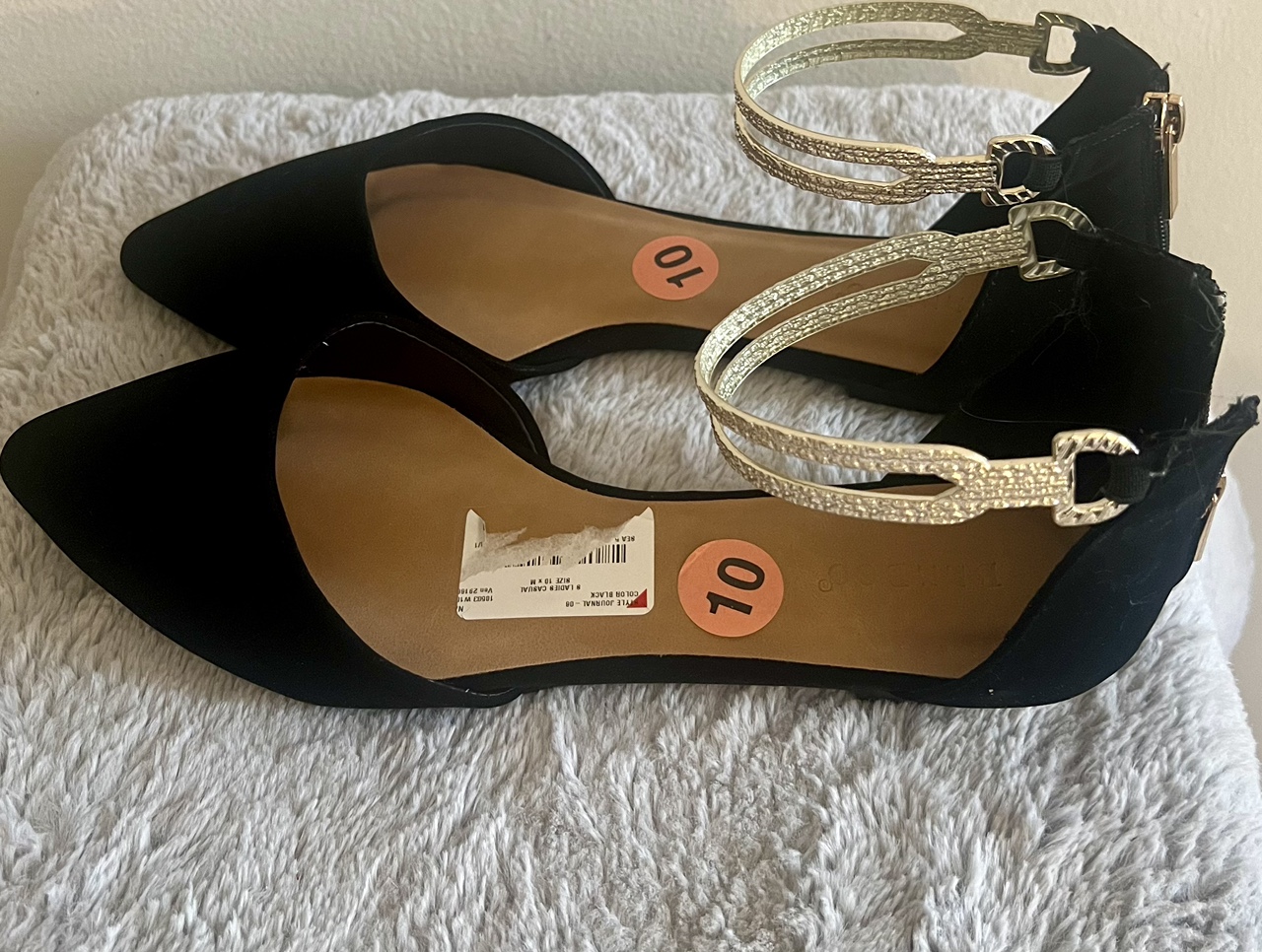 Bamboo Black Pointed-Toe Flats Size 10 - photo 3