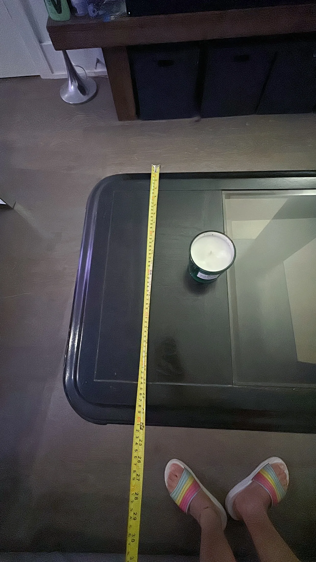 Solid Wood Black Coffee table with half glass on top image indicator(2)