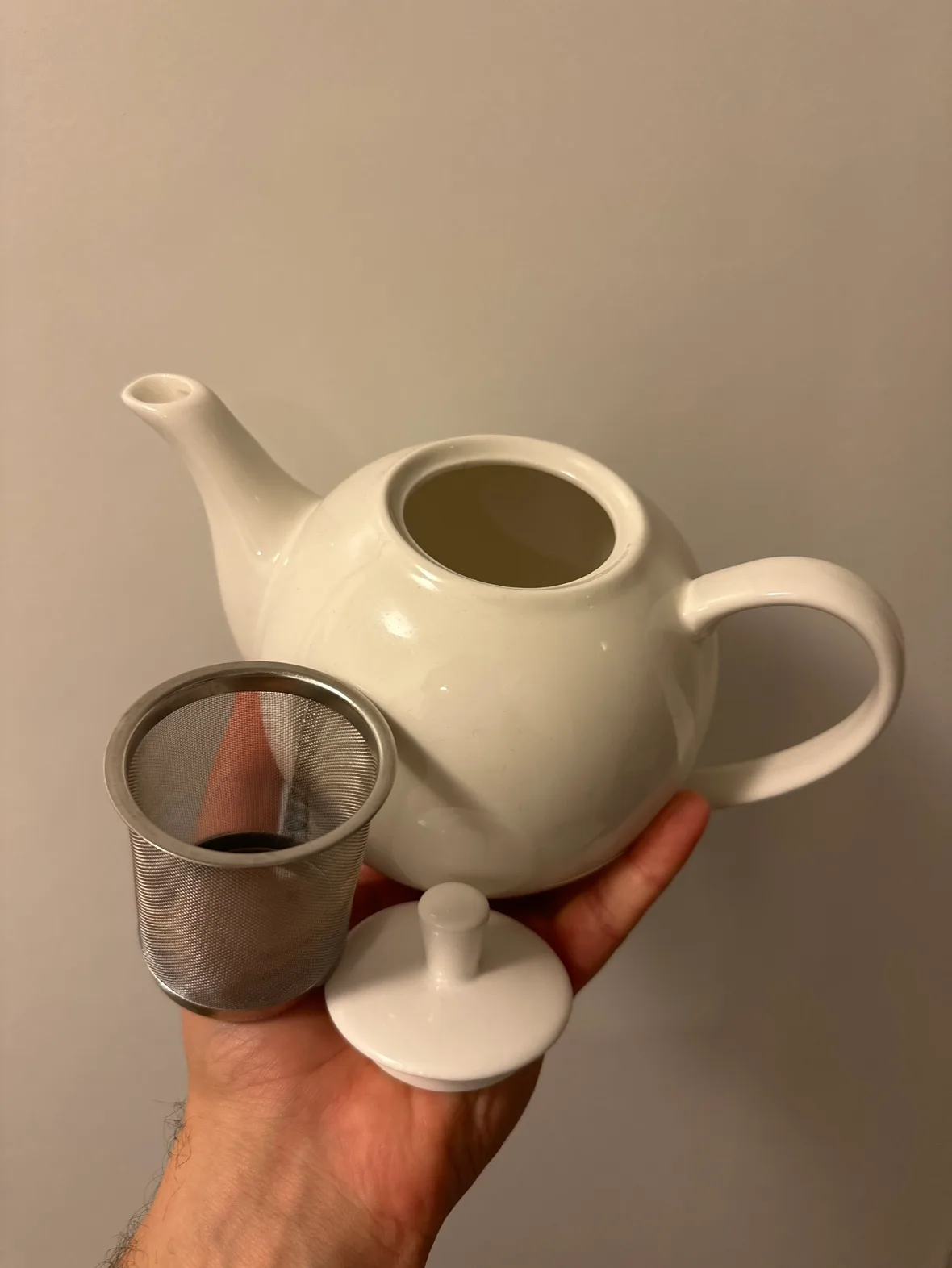 White Teapot with Infuser image indicator(3)