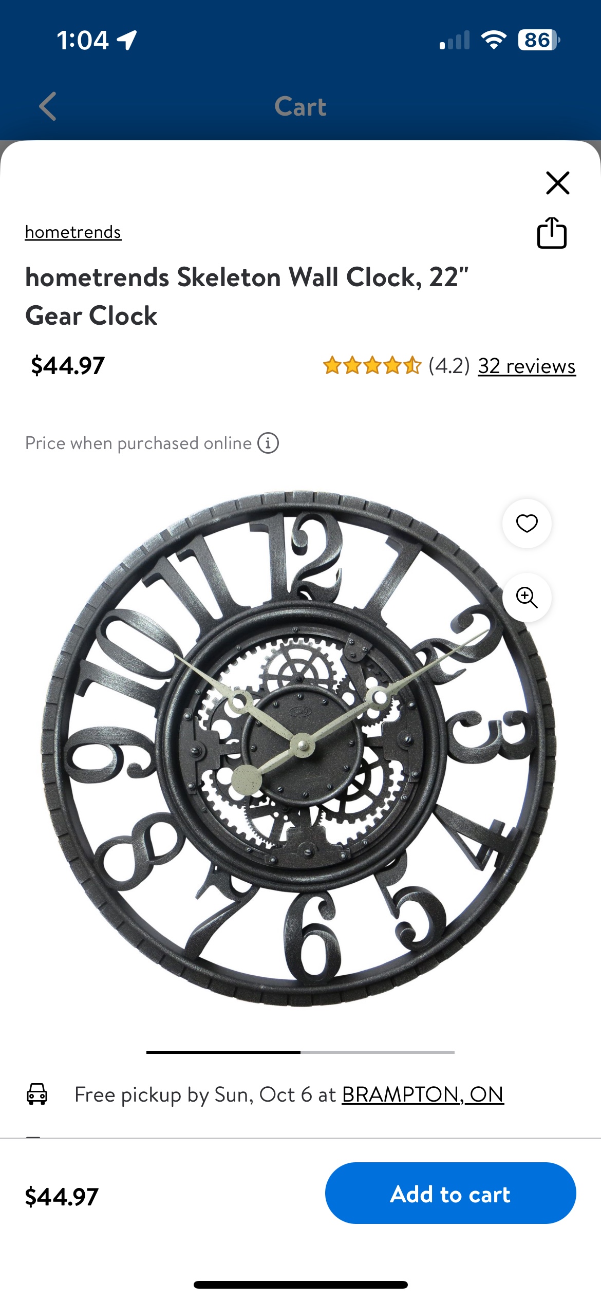 Hometrends Skeleton Wall Clock - unused - photo 3