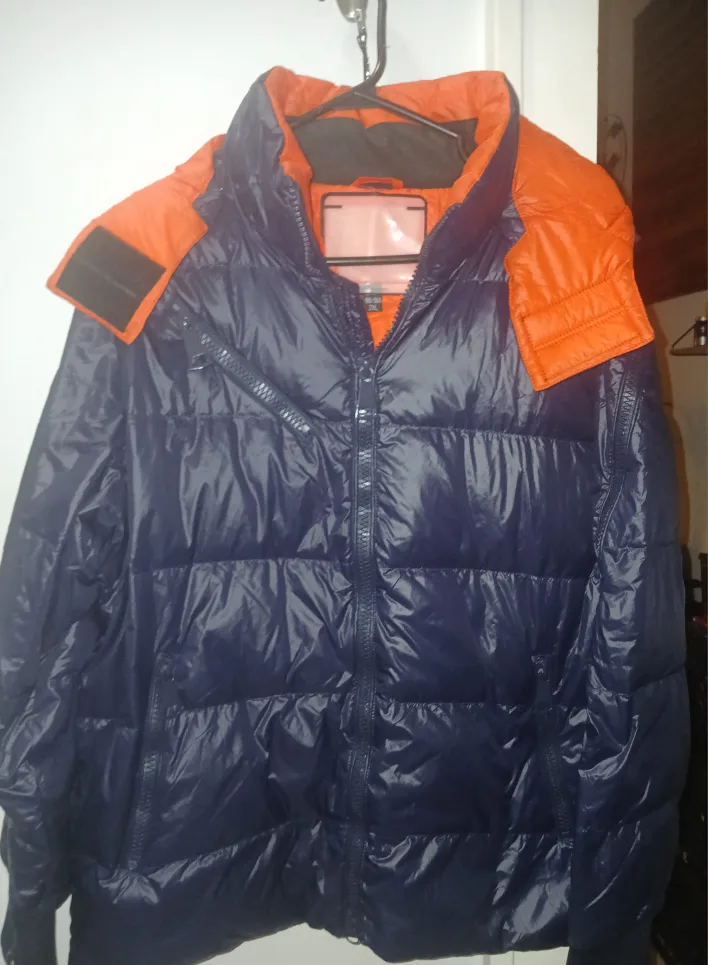 Men's Orange and Blue Puffer Jacket Size 2XL thumbnail
