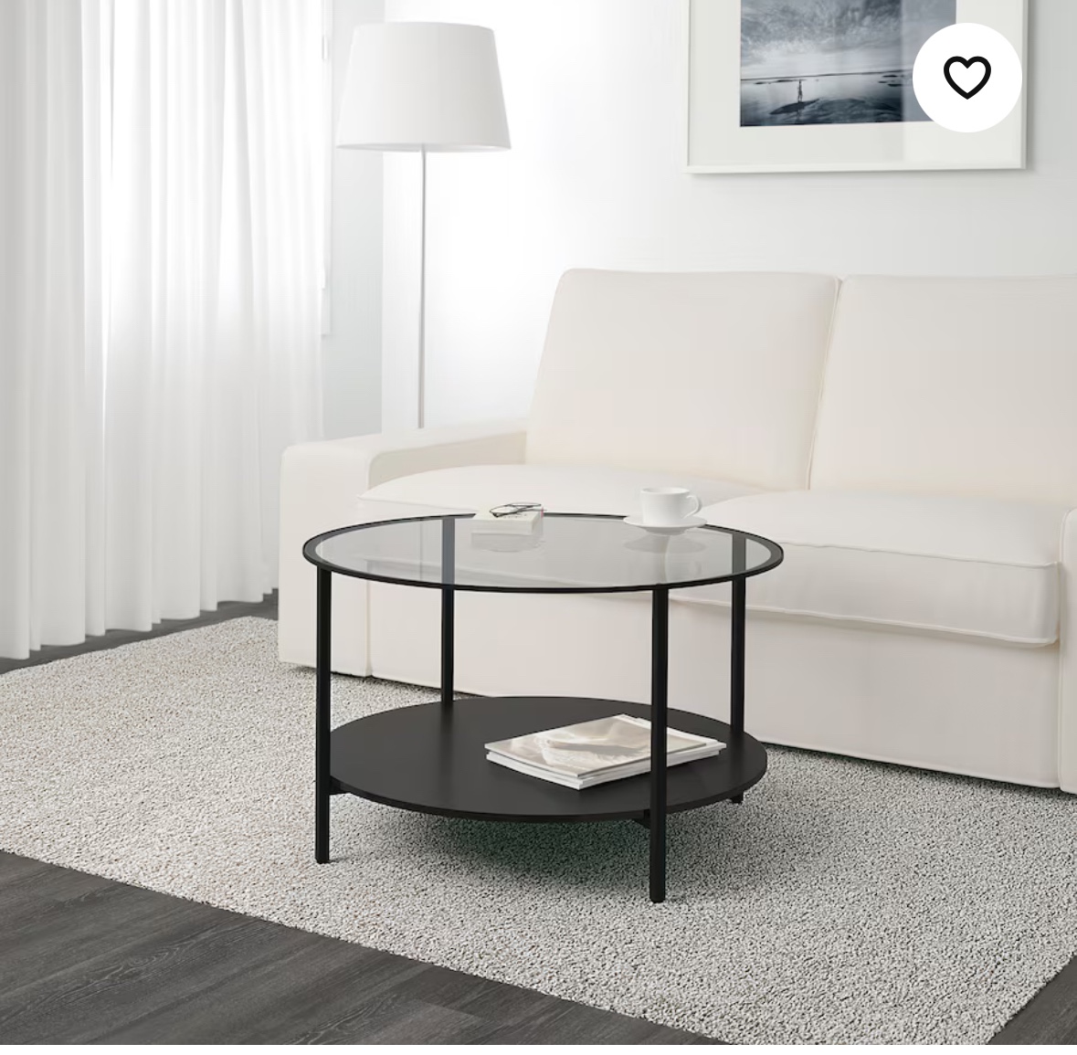 Glass Top Coffee Table with Shelf