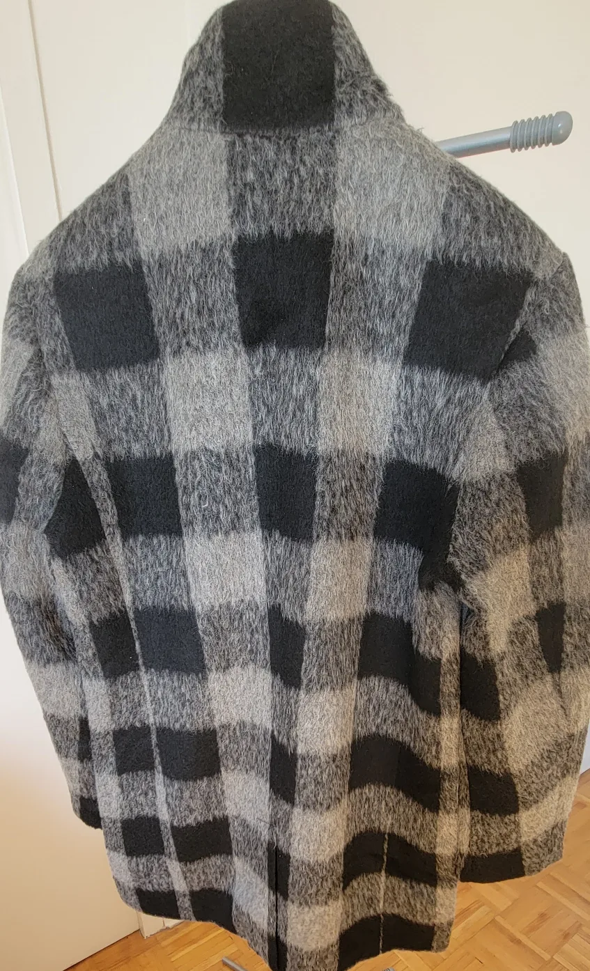 Men's Fall and Winter Raw Black & Grey Plaid Jacket/Coat image indicator(2)