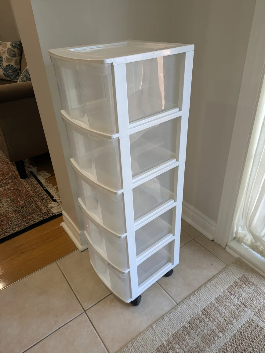 5-Drawer Storage Tower with Wheels (white) thumbnail
