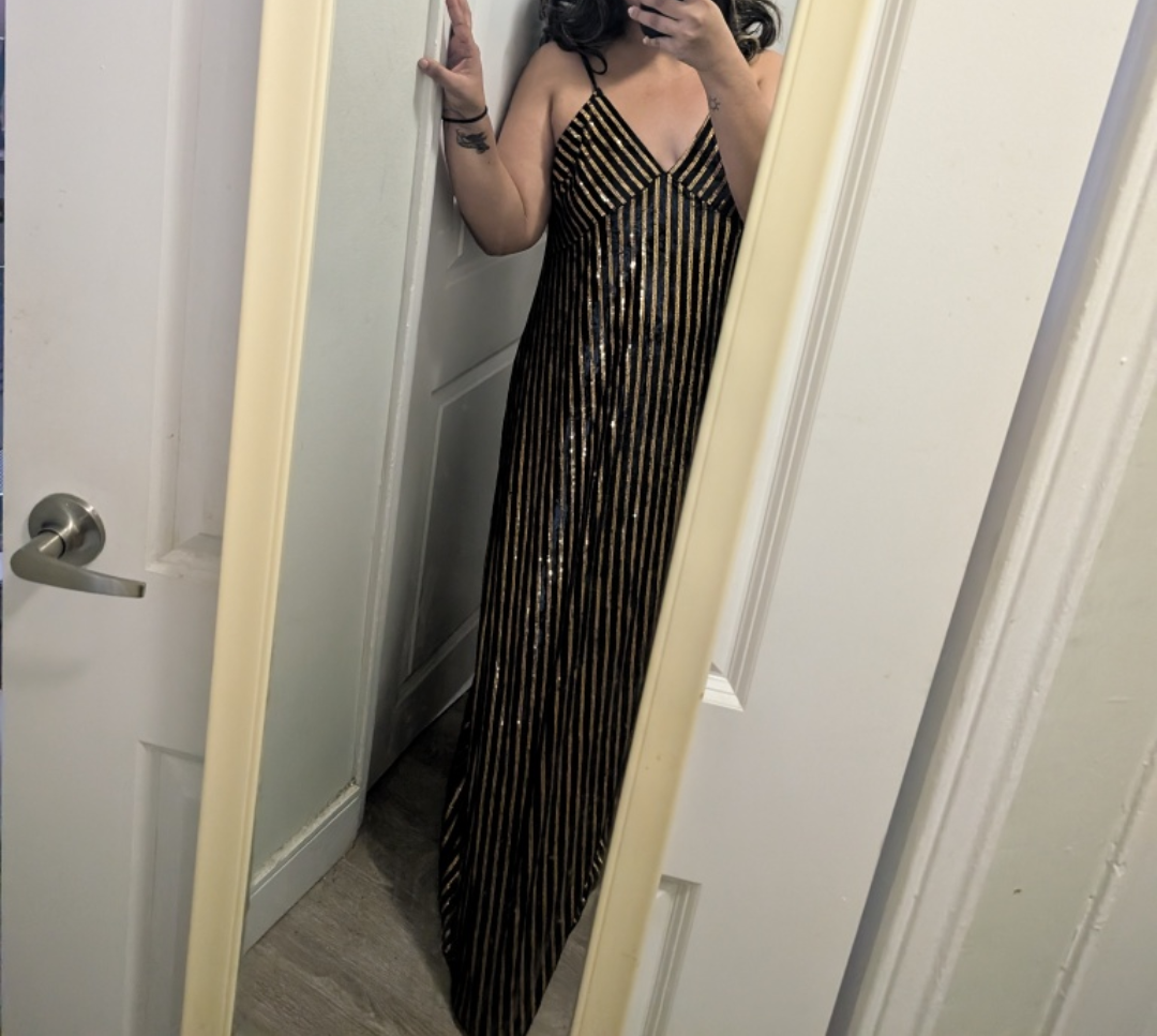 Black and Gold Sequin Dress -Prom/party/night out