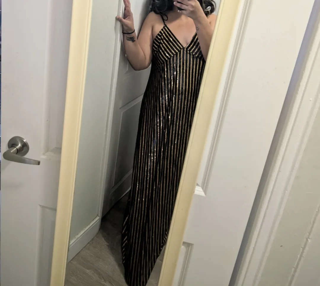 Black and Gold Sequin Dress -Prom/party/night out