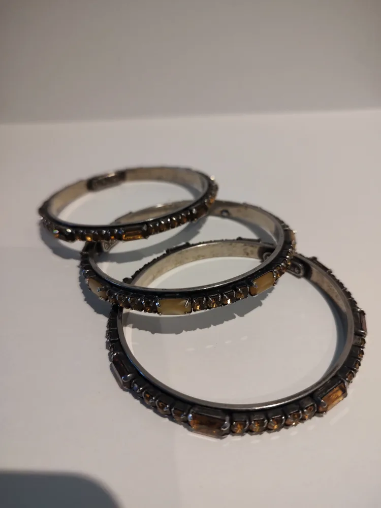 Set of 3 D. Pollack Rhinestone Bangles image indicator(4)