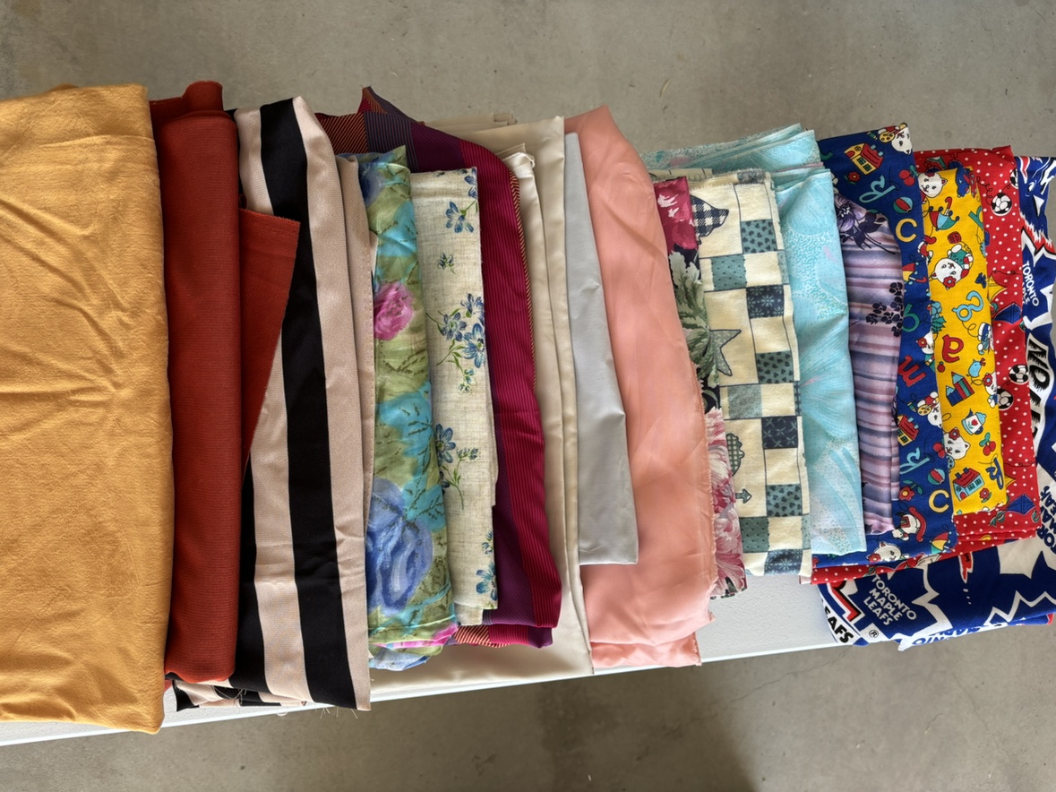 New fabric , notions- elastic, patterns- some new some used