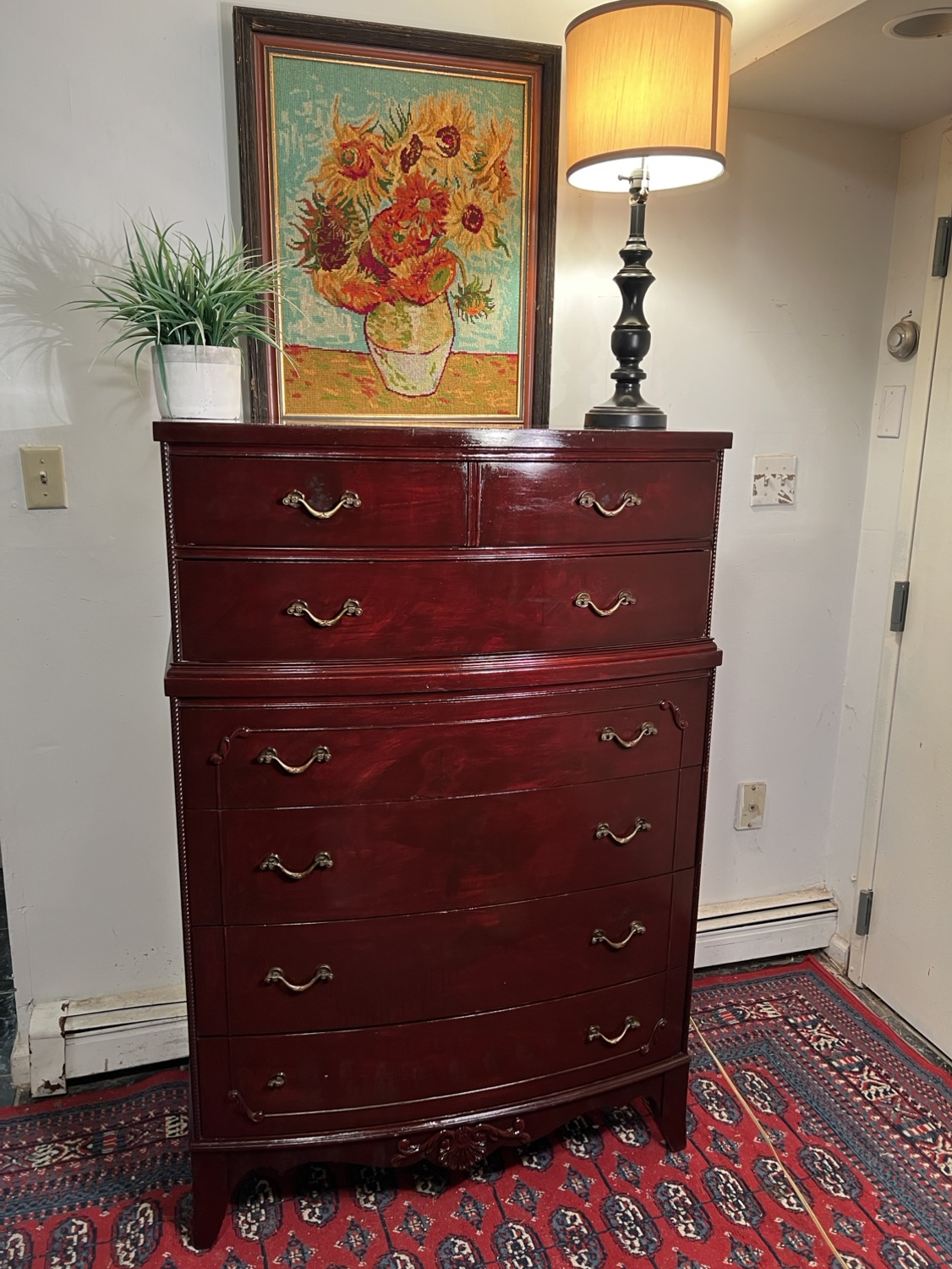 Vintage Red Mahogany 6 Drawers Dresser - Delivery Extra